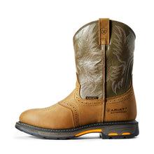 Load image into Gallery viewer, Ariat Men's WorkHog® Waterproof Round Toe Work Boot- Aged Bark and Army Green