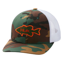 Load image into Gallery viewer, HUK Bass Trucker Snap Back Hat- Moss Camo
